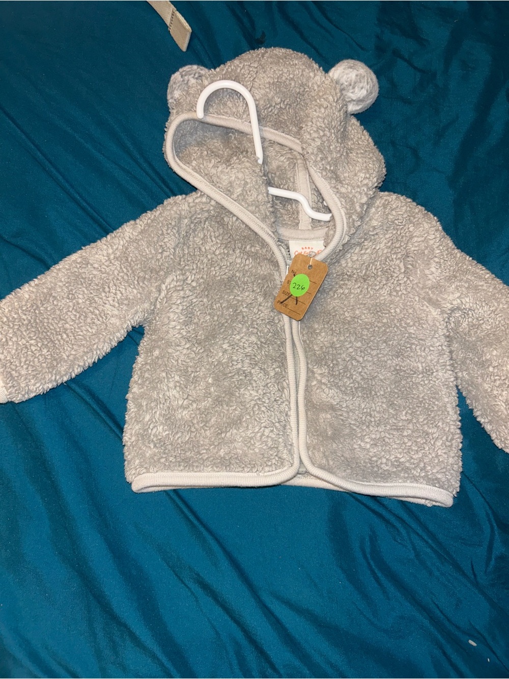 🍄3 for $10🍄 Cat & Jack Gray Teddy Fleece Hooded Jacket with Bear Ears